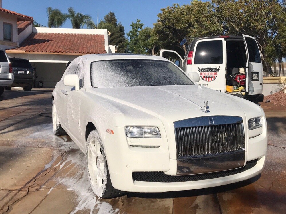 Impeccable exterior detailing of a Rolls-Royce in the Inland Empire, showcasing a flawless shine and pristine condition.