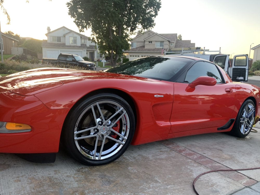 Immaculate interior detailing of a Corvette in the Inland Empire showcasing spotless upholstery and pristine condition.